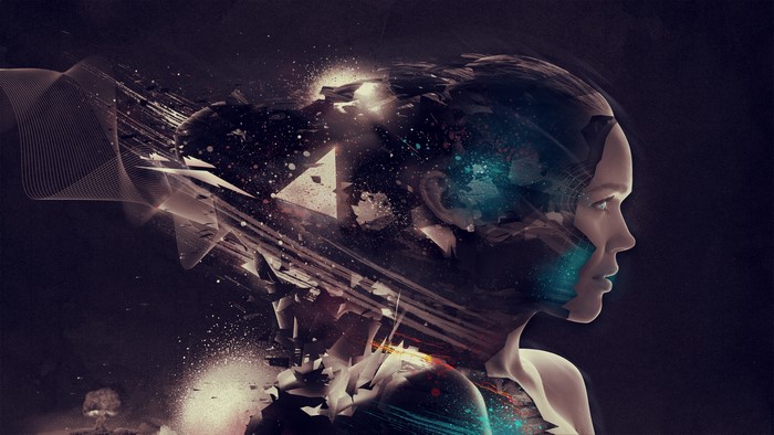 Abstract digital art of a woman's profile
