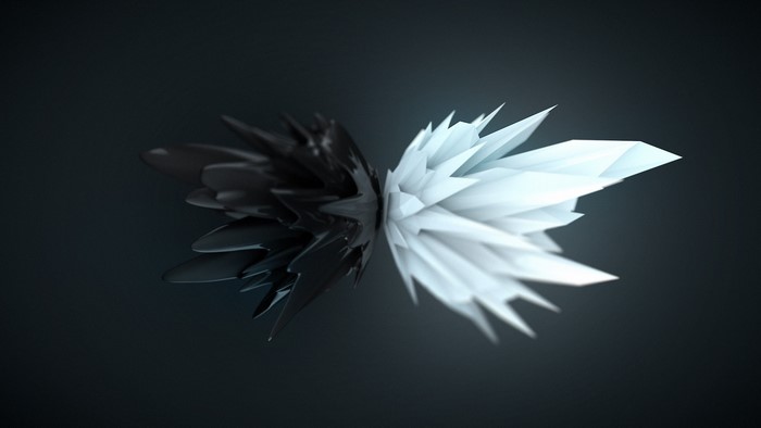 Abstract 3D Black and White Spiked Sculpture
