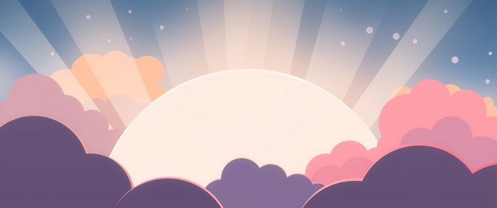 Sunrise with Radiant Rays Behind Colorful Clouds