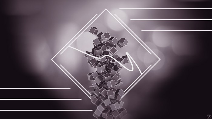 Abstract 3D geometric cubes with white lines