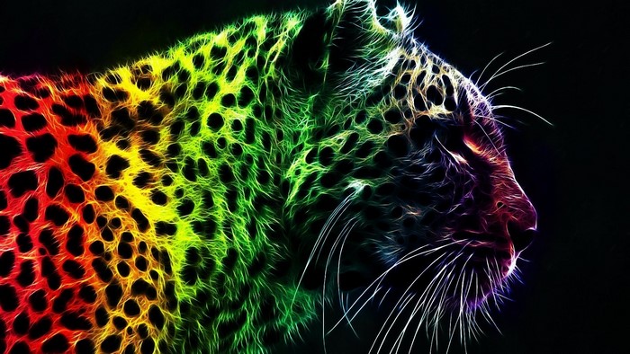 Colorful fractal leopard portrait