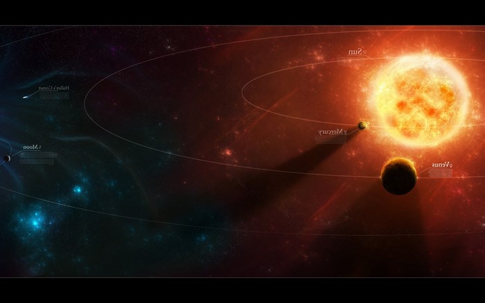 Solar system art with planets and the sun