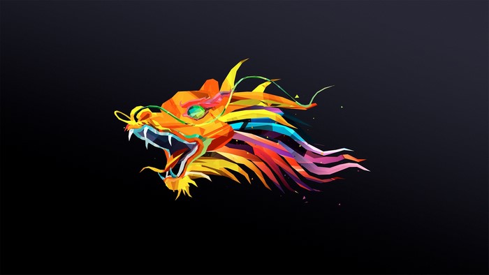 Geometric Dragon Head Digital Art