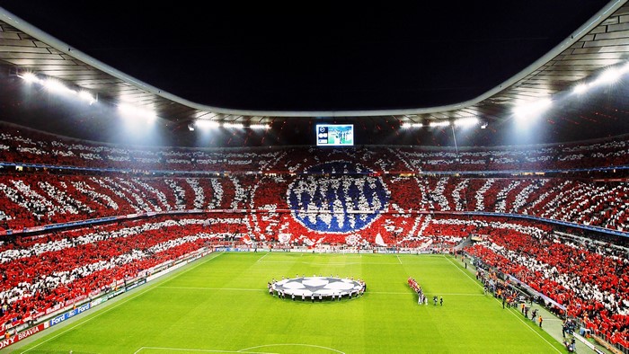 Allianz Arena with Bayern Munich fans during Champions League