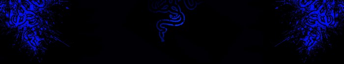 Razer logo on black background with blue accents
