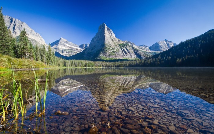 Mountain and Lake Reflection in Glacier National Park