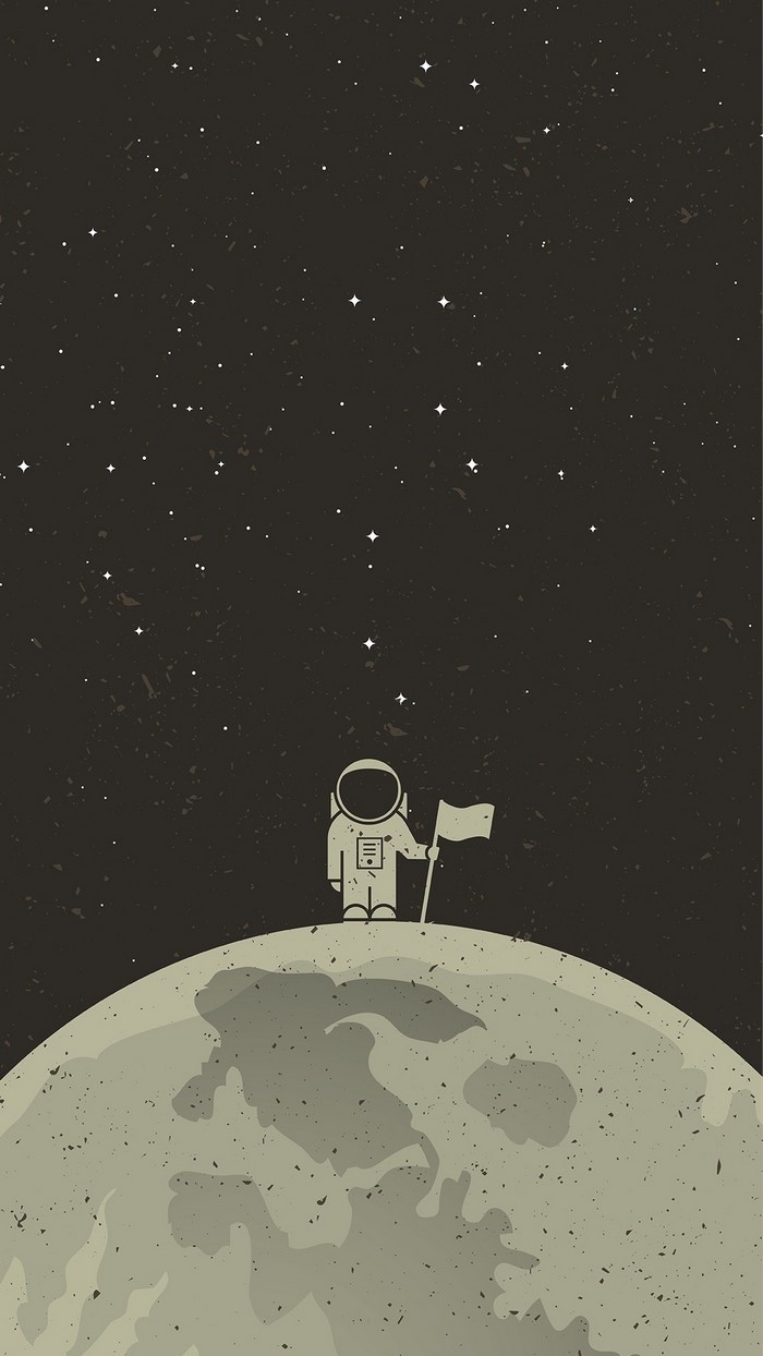 Astronaut on the Moon with a Flag