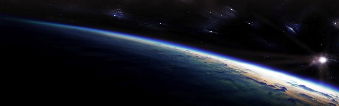Earth from space with stars