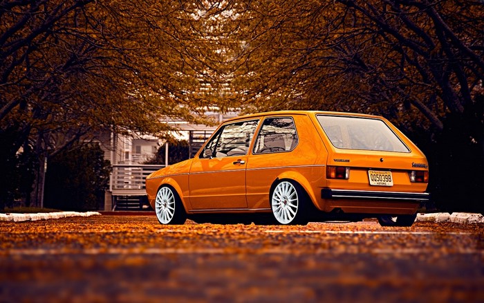 Orange Volkswagen Golf 1 Stance Car