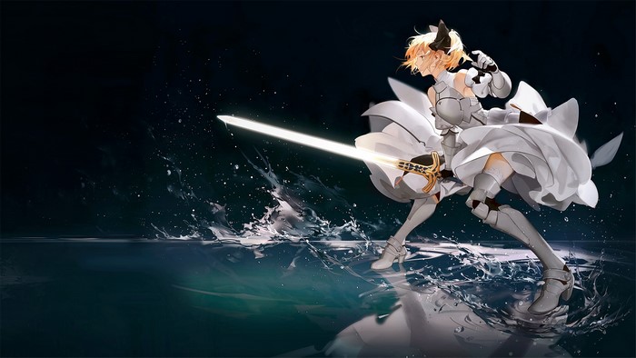 Saber Lily from Fate Series with a glowing sword