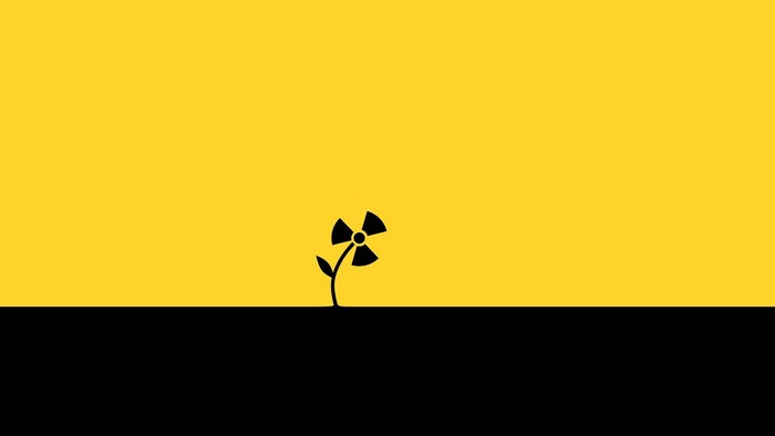 Radioactive flower on yellow and black background
