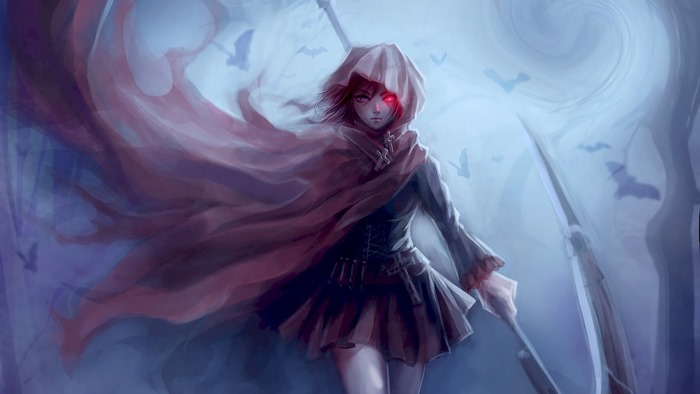 Ruby Rose from RWBY with a scythe