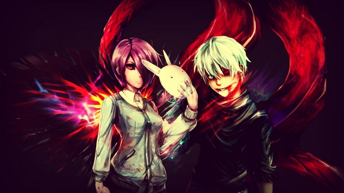 Touka Kirishima and Ken Kaneki from Tokyo Ghoul