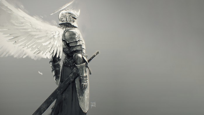 Knight with Angel Wings and Sword