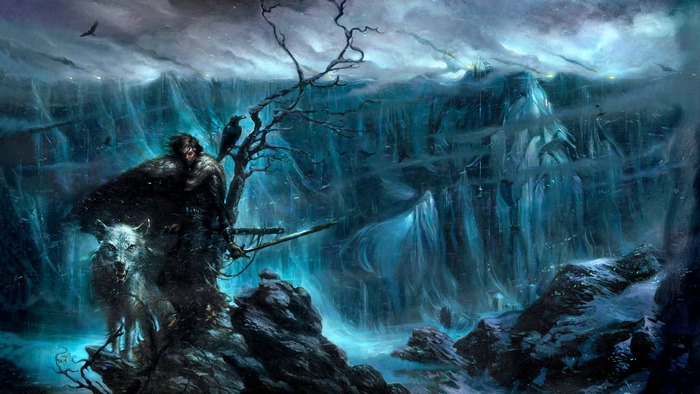 Jon Snow and Ghost from Game of Thrones at The Wall