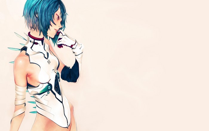 Rei Ayanami from Neon Genesis Evangelion in a plugsuit