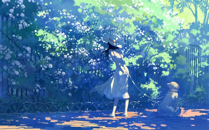 Anime Girls in Summer White Dresses