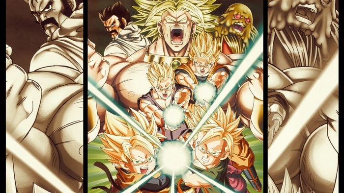 Broly, Gohan, Goten, Trunks, and other characters from Dragon Ball
