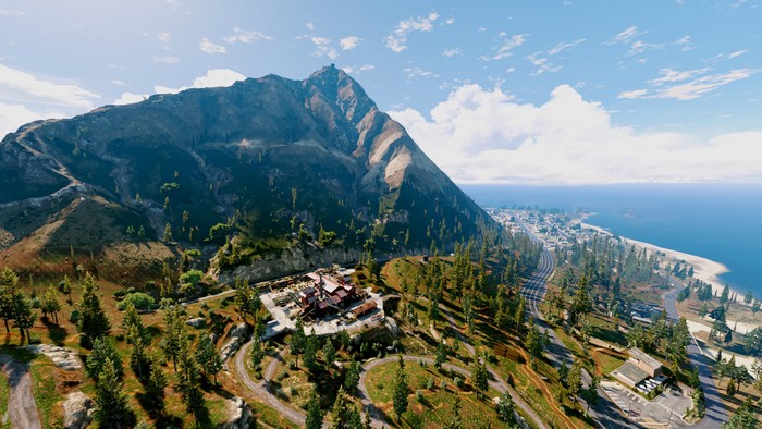 Mount Chiliad overlooking Paleto Bay in Grand Theft Auto V
