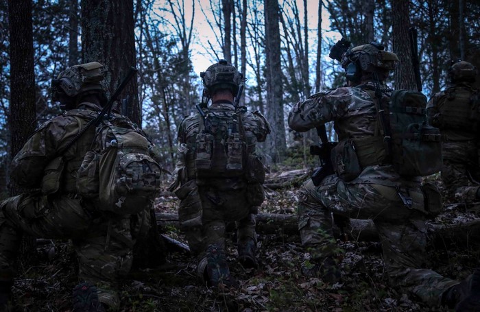Special forces soldiers in a forest