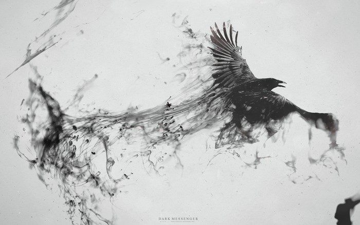 Dark Messenger Raven Ink Art