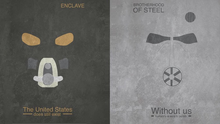 Enclave and Brotherhood of Steel posters from Fallout