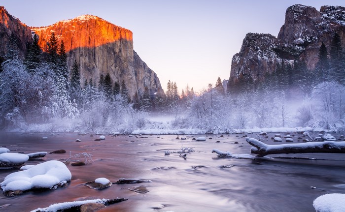 Yosemite Valley at Sunrise in Winter