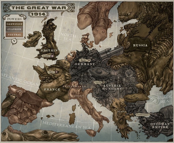 The Great War 1914 Steampunk Map of Europe