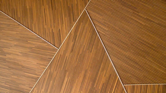 Wooden surface with geometric pattern