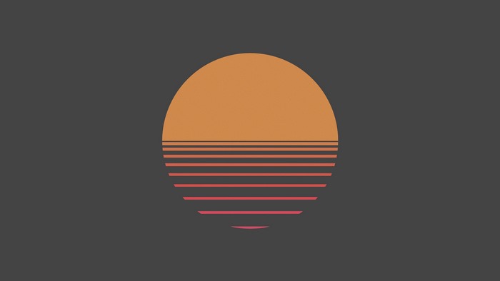 Minimalist sunset with orange circle and lines