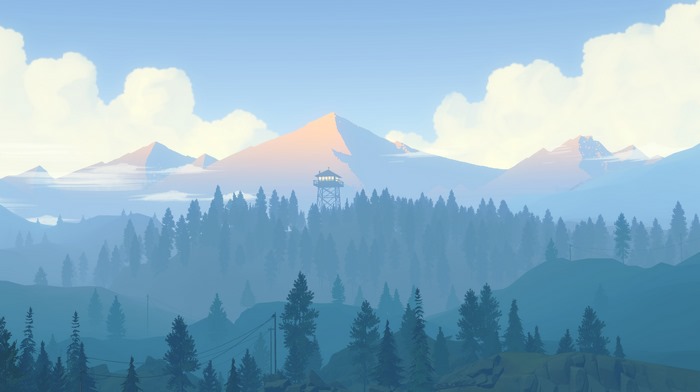 Mountains and forest with a firewatch tower