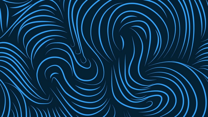 Abstract blue wavy lines on dark background