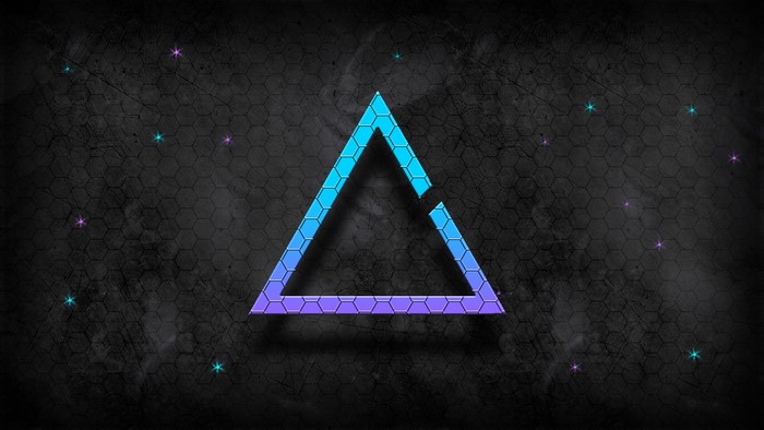 Abstract Triangle with Hexagonal Pattern and Stars