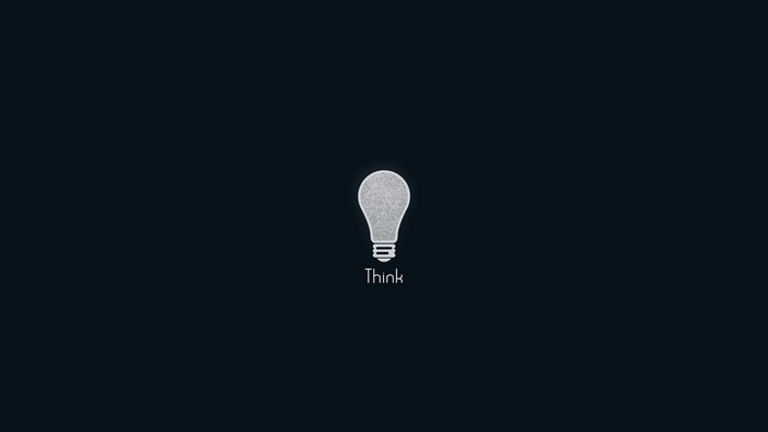 Minimalist lightbulb with the word "Think"