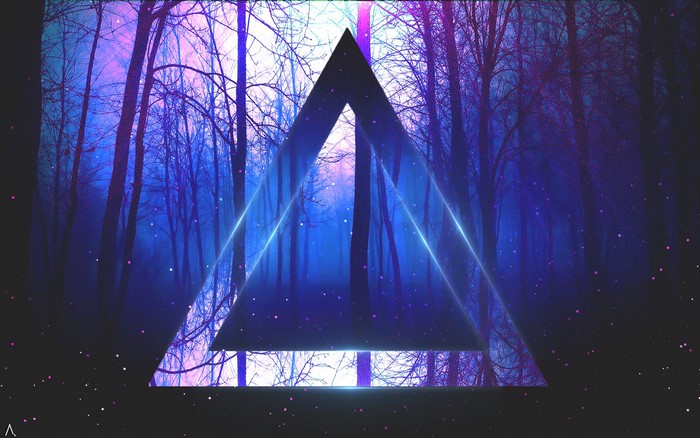 Triangle abstract artwork with trees
