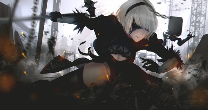 2B from Nier: Automata in battle