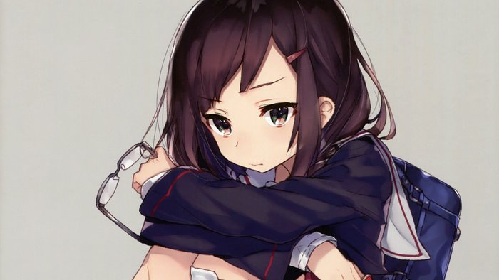 Anime girl with glasses and backpack
