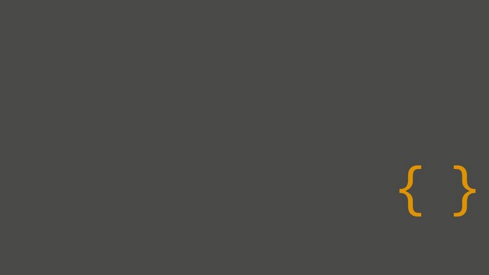 Minimalist orange curly braces on gray background