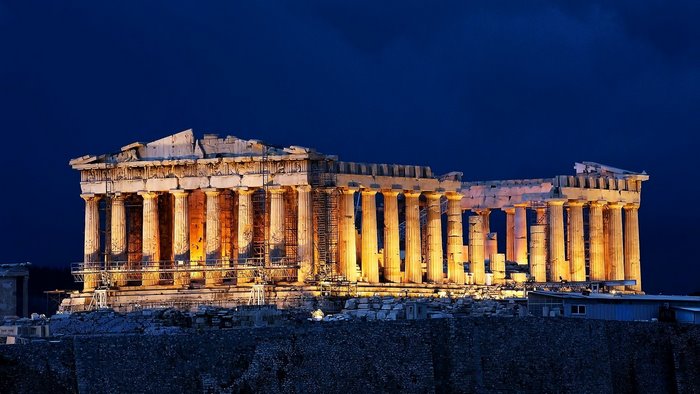 The Parthenon in Athens, Greece at Night