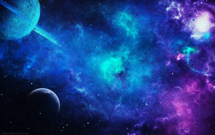 Colorful 3D Space Galaxy with Stars