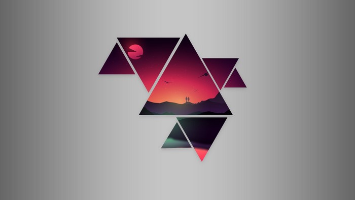 Abstract sunset landscape with triangles