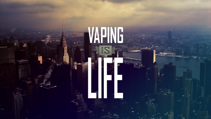 Vaping is Life text over New York City skyline