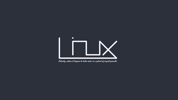 Linux logo with quote on dark background