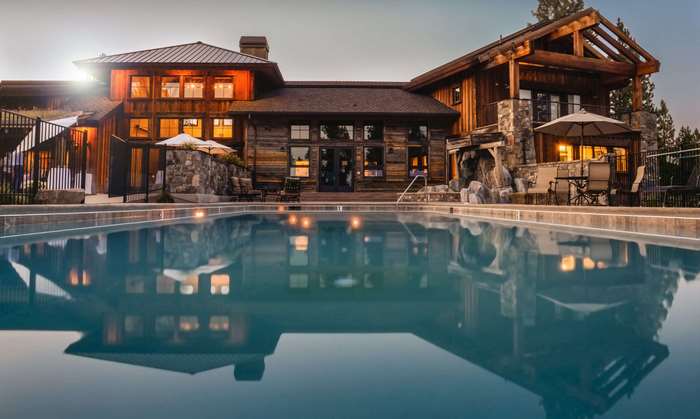 Luxury house with swimming pool and reflection