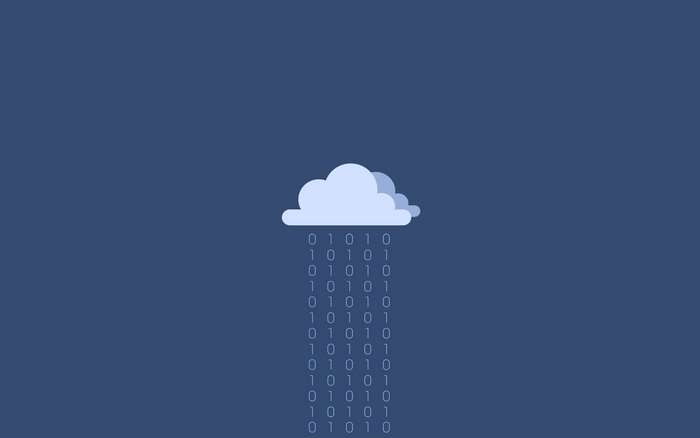 Cloud raining binary code representing programming