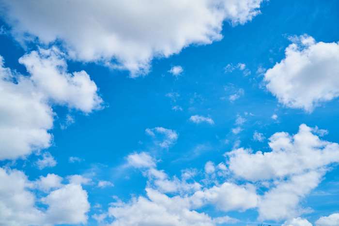 White clouds in a blue sky