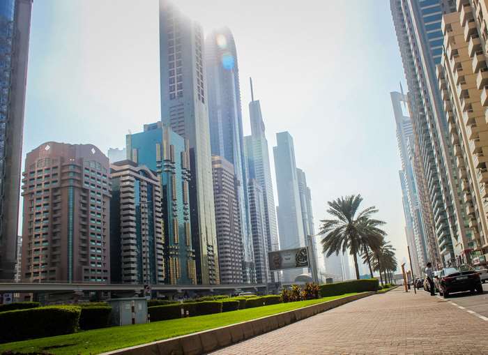 Dubai skyscrapers in the morning sun