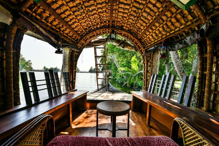 Houseboat interior on Kerala backwaters, India