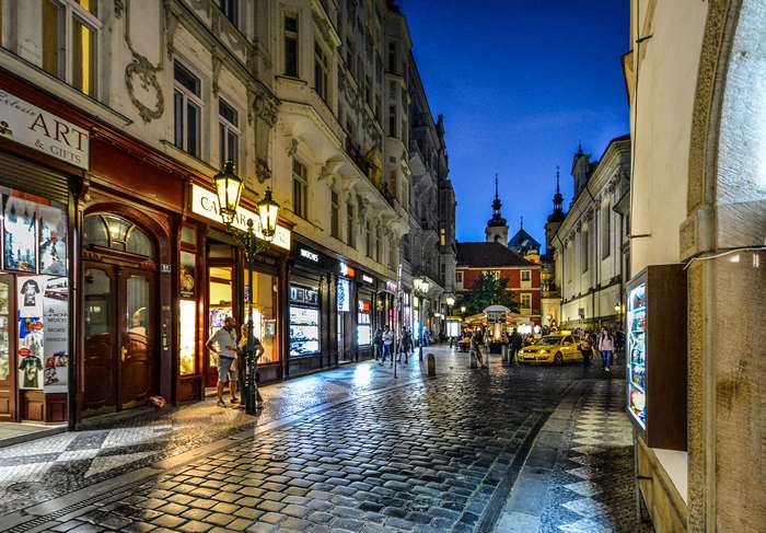 Street in Prague at Night