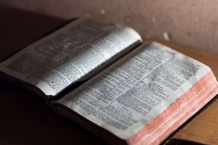 Open Bible with Psalm 23
